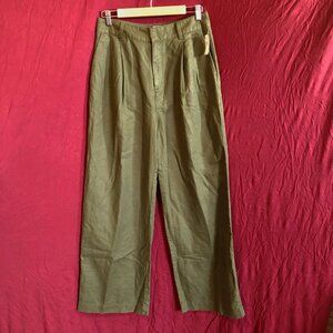 GAP BEAUTIFUL WOMEN'S SIZE 8  HIGH WAIST PLEATED LINEN PANTS  NWT GREEN.